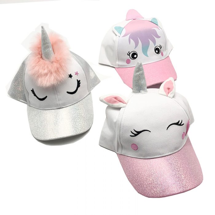 AL000411 Allch Girls 3D Unicorn Theme Kids Sports Caps