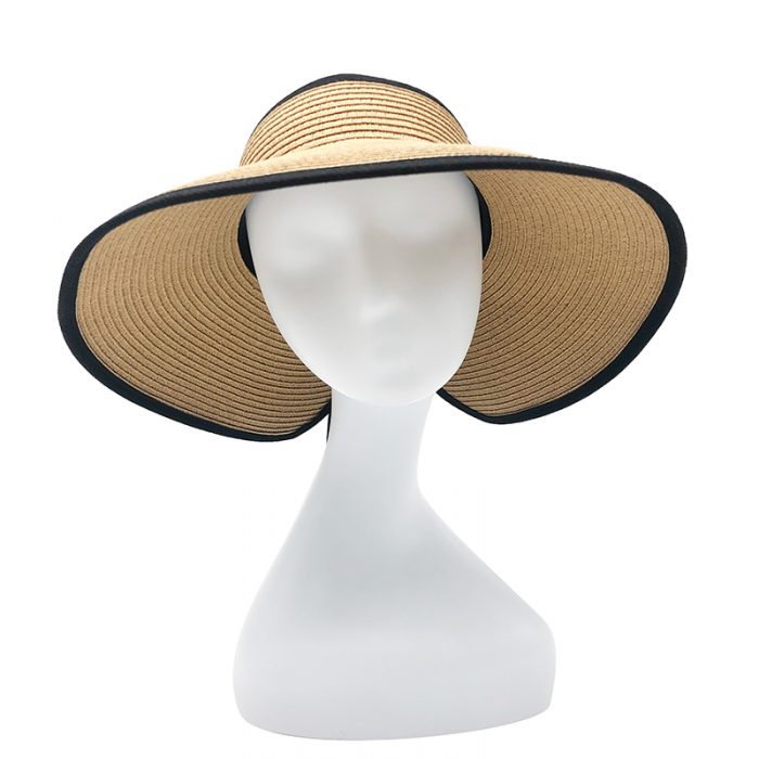 AL000310 ALLCH Women Basic Straw Packable Sun Visor with Bow - Image 2