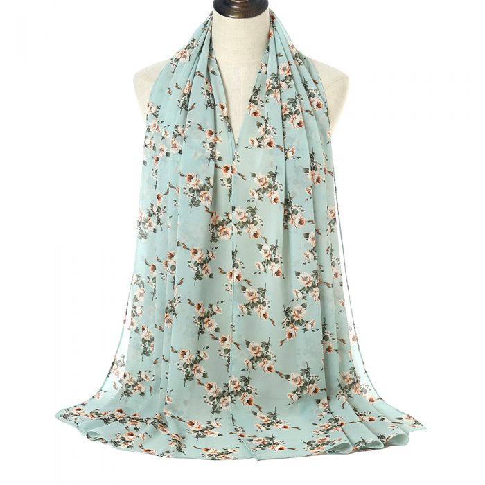 FS000847 ALLCH Lady's Chiffon Hijab Flower Long Scarf - Image 2