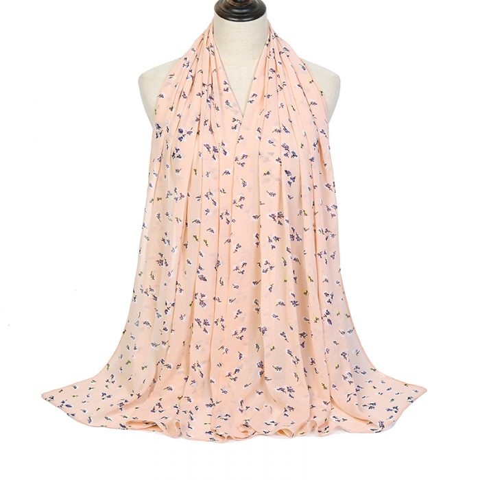 FS000847 ALLCH Lady's Chiffon Hijab Flower Long Scarf - Image 3