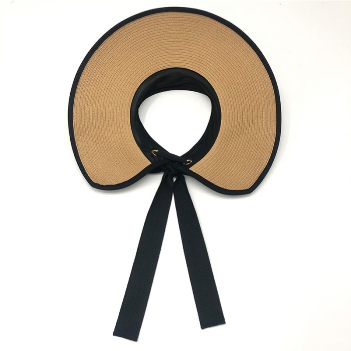 AL000310 ALLCH Women Basic Straw Packable Sun Visor with Bow - Image 8