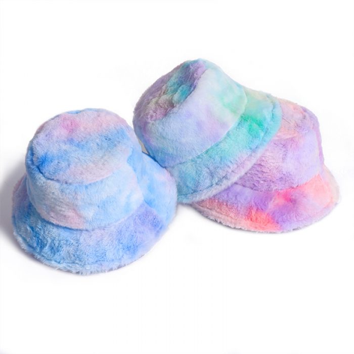 AL001317 ALLCH Girls Rainbow Fake Fur Bucket Hat - Image 2