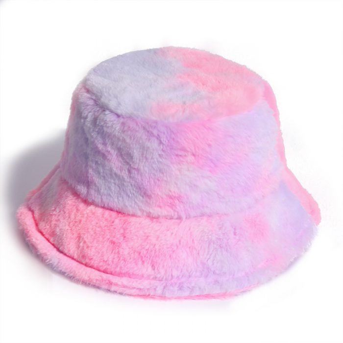 AL001317 ALLCH Girls Rainbow Fake Fur Bucket Hat - Image 6