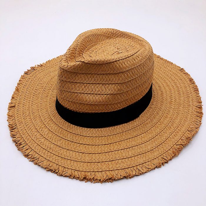 AL000033 ALLCH Women Basic Panama Hat with Frayed Edge - Image 3