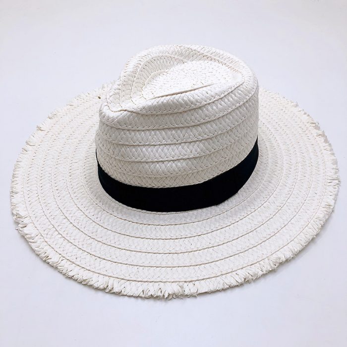 AL000033 ALLCH Women Basic Panama Hat with Frayed Edge - Image 6