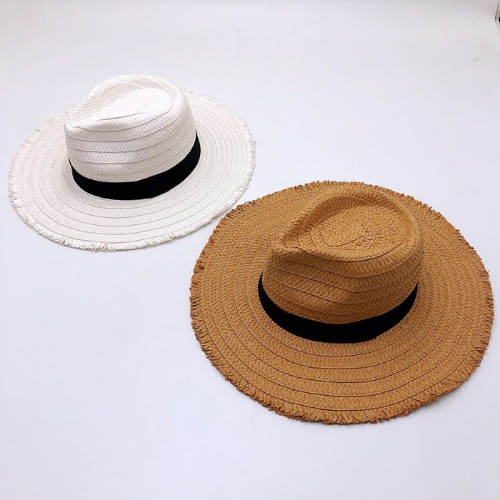 AL000033 ALLCH Women Basic Panama Hat with Frayed Edge - Image 2