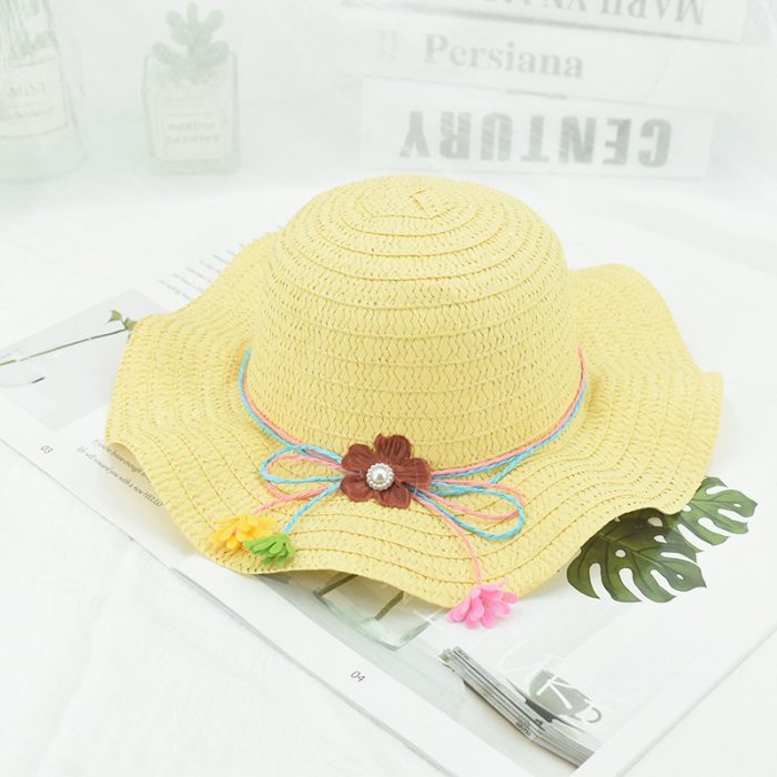 AL001412 ALLCH Girl's Floppy Paper Hat With Flowers - Image 6