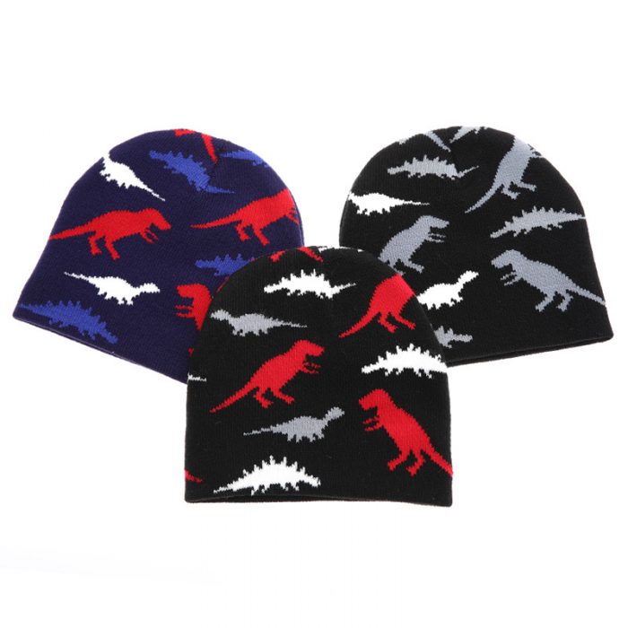 AL001365 ALLCH Boy's Dinosaur Knit Hat - Image 2