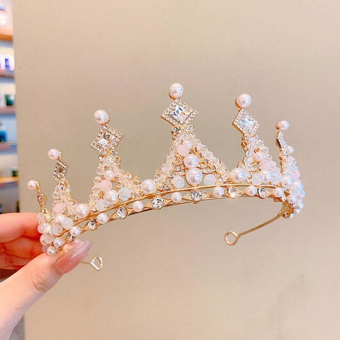 AL001517 ALLCH Alloy Crystal Pearl Crown - Image 3