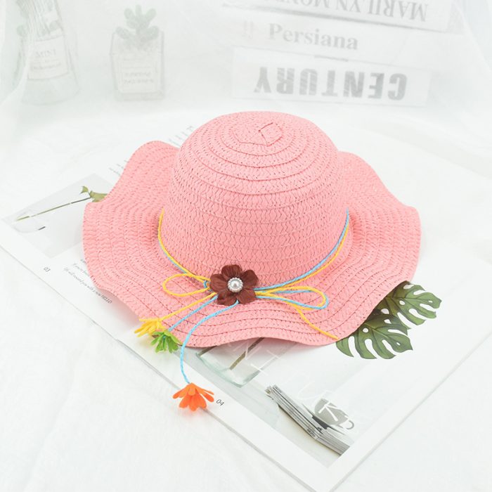 AL001412 ALLCH Girl's Floppy Paper Hat With Flowers - Image 5