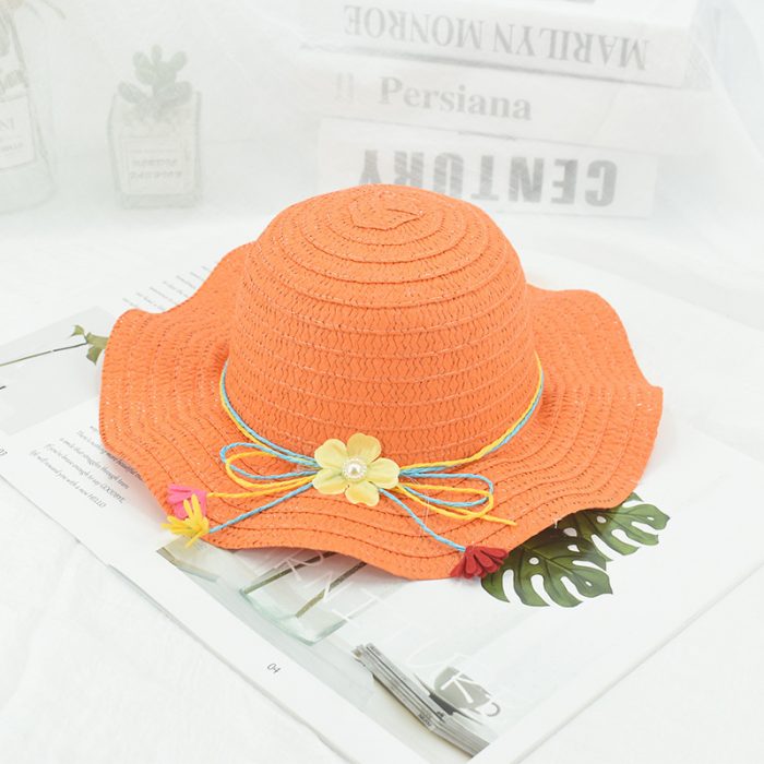 AL001412 ALLCH Girl's Floppy Paper Hat With Flowers - Image 3