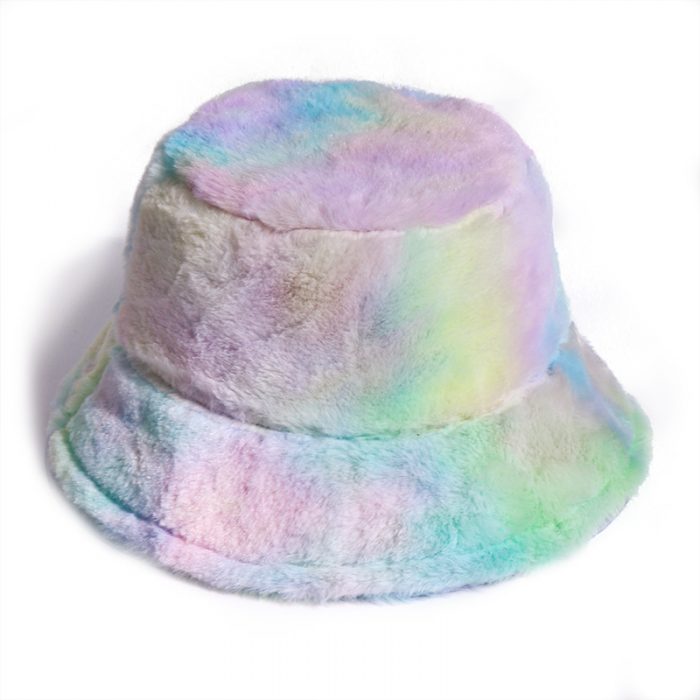 AL001317 ALLCH Girls Rainbow Fake Fur Bucket Hat - Image 9