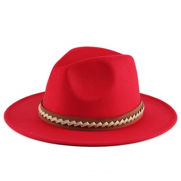 AL000631 ALLCH Leather Band Big Wide Brim Women Fedora Hat - Image 2