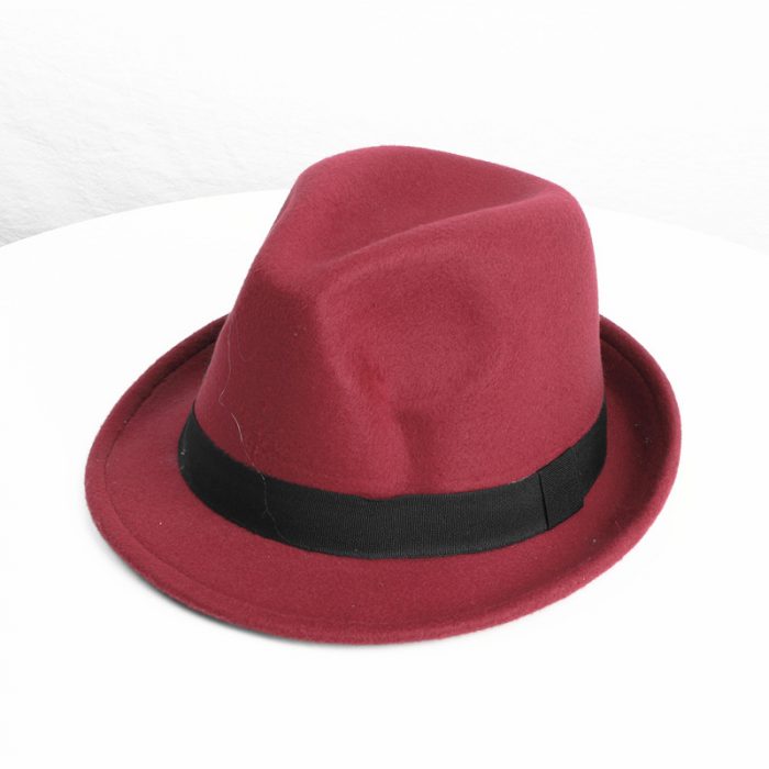 AL000634 ALLCH Unisex Classic Jazz Felt Winter Hat Short Brim Fedora Hat - Image 6