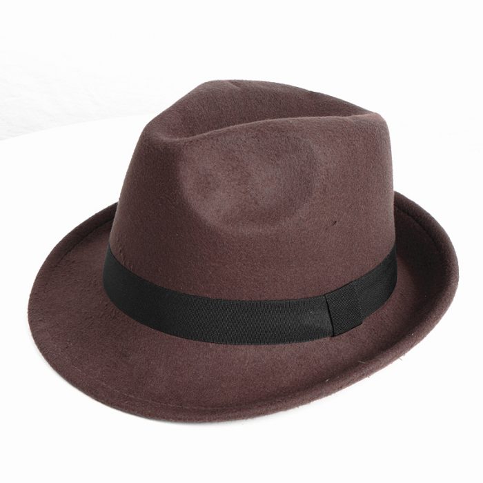 AL000634 ALLCH Unisex Classic Jazz Felt Winter Hat Short Brim Fedora Hat - Image 7