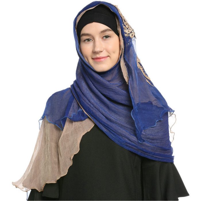 FS000842 ALLCH Muslim Chiffon Embroidery Shawl - Image 2