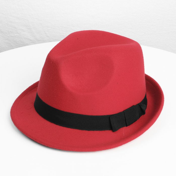 AL000634 ALLCH Unisex Classic Jazz Felt Winter Hat Short Brim Fedora Hat - Image 8