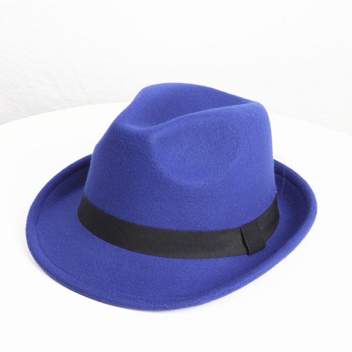 AL000634 ALLCH Unisex Classic Jazz Felt Winter Hat Short Brim Fedora Hat - Image 9