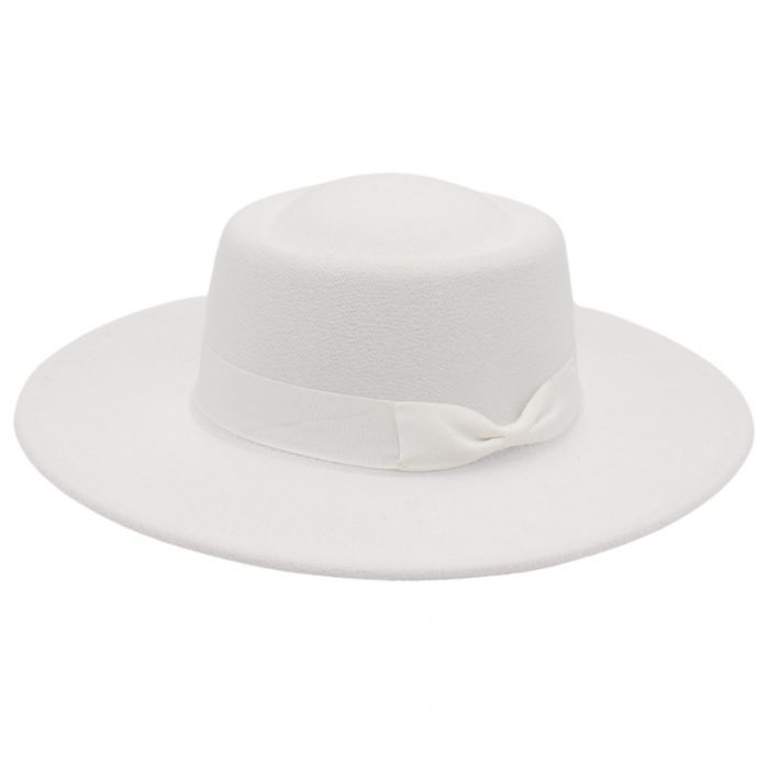 AL001177 ALLCH Unisex Wide Brim Felt Fedora Flat Top Hat - Image 6