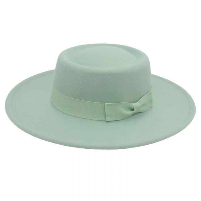 AL001177 ALLCH Unisex Wide Brim Felt Fedora Flat Top Hat - Image 7