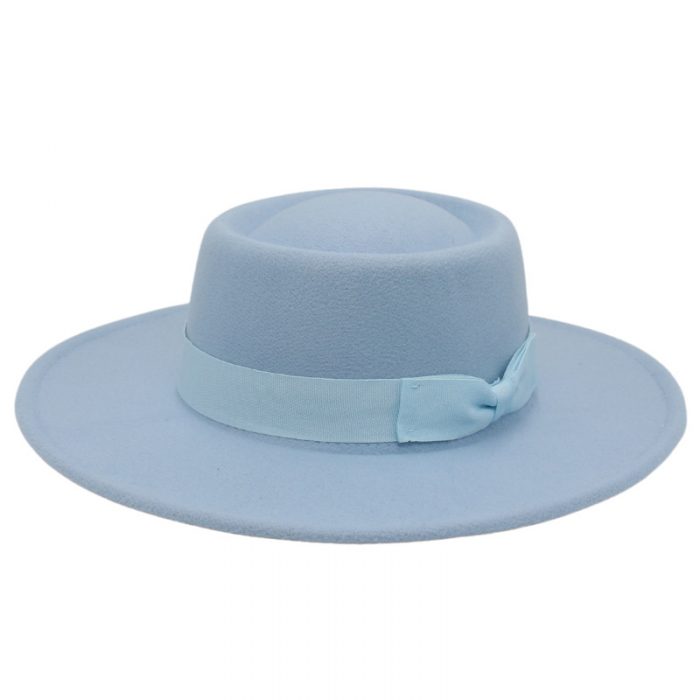 AL001177 ALLCH Unisex Wide Brim Felt Fedora Flat Top Hat - Image 10