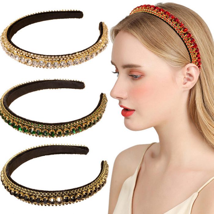 AL000339 Crystal Hairband Wide Colorful Girls Rhinestone Headband