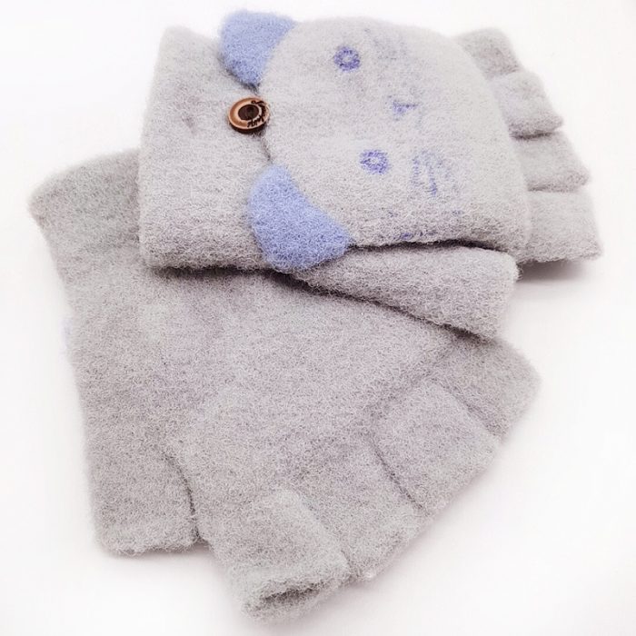 AL001303 ALLCH Girls Cat Fingerless Fold Over Mitten Glove - Image 3