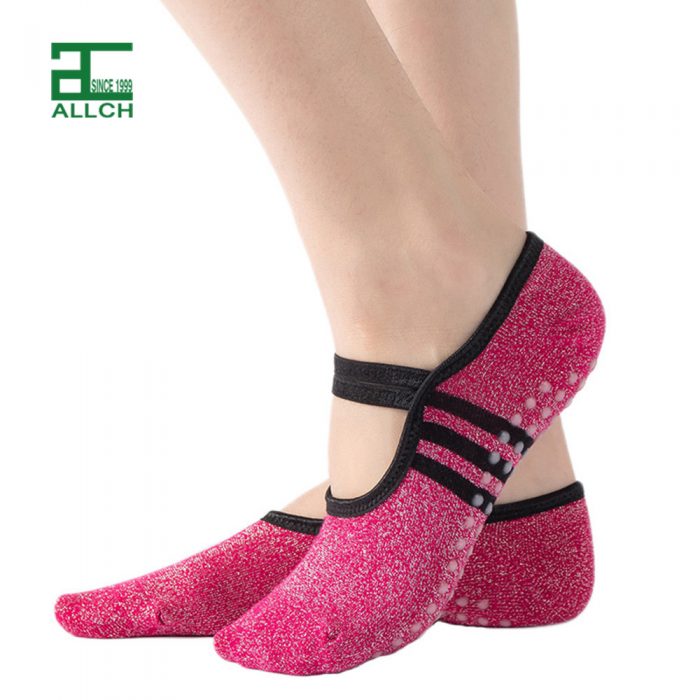 FS000112 ALLCH Knitted Sports Performance  Non Slip No Show Ankle Yoga Pilates Socks