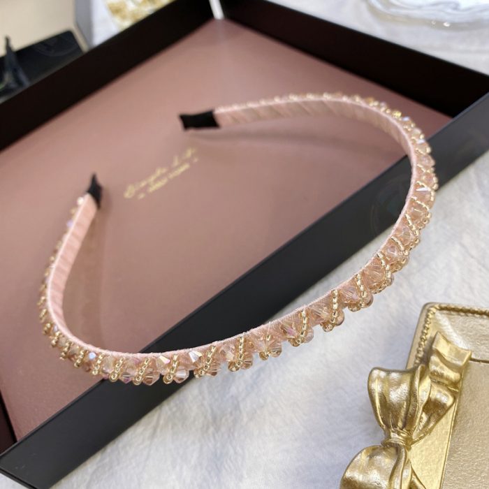 AL000151 Summer Simple Thin Crystal Full Diamond Headband For Girls - Image 3