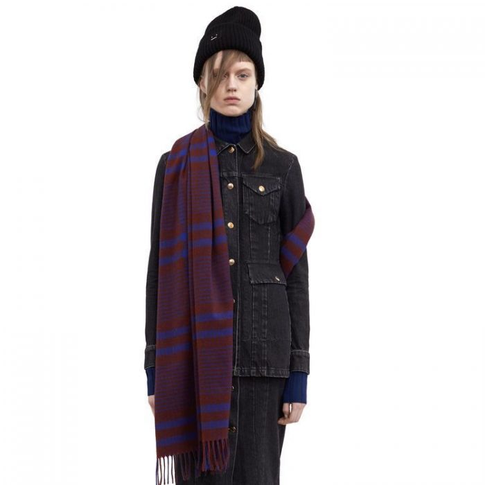 FS000950 ALLCH Double-sided Checked Cashmere Shawls Tassel Scarf