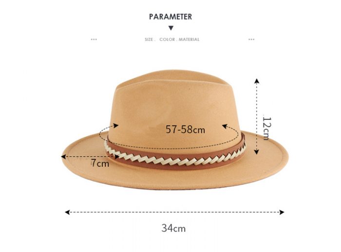 AL000631 ALLCH Leather Band Big Wide Brim Women Fedora Hat - Image 5