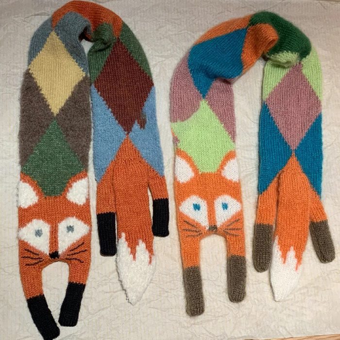 FS000640 ALLCH Women Knitted Little Fox Cartoon Scarf - Image 3