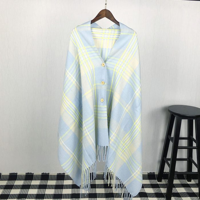 FS000932 ALLCH Lady's European Retro Cashmere Plaid Shawl - Image 4