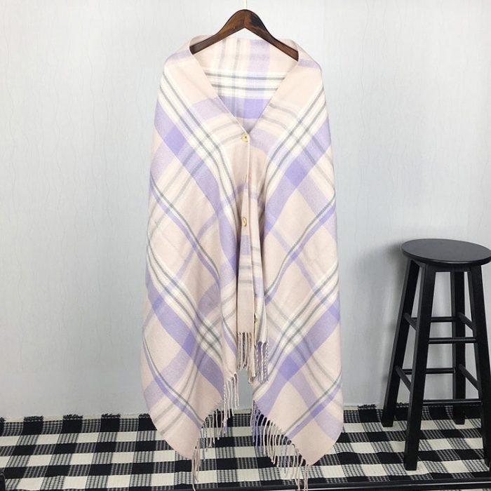 FS000932 ALLCH Lady's European Retro Cashmere Plaid Shawl