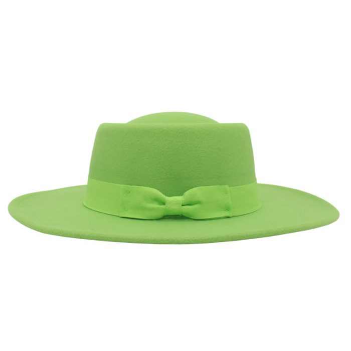 AL001177 ALLCH Unisex Wide Brim Felt Fedora Flat Top Hat - Image 2